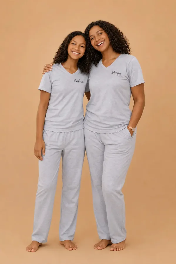 Pyjama mère-fille – Gris Signature