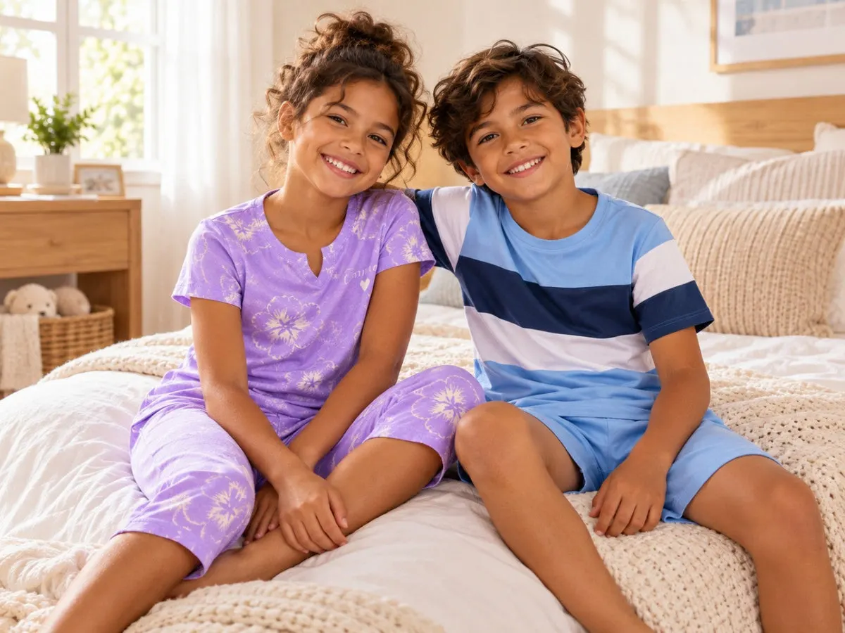 Fille et garçon en pyjamas enfant LB Pyjama